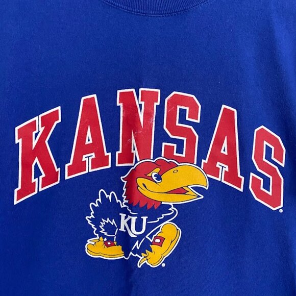 Kansas University blue j hawk tee shirt, good condition - Picture 2 of 4